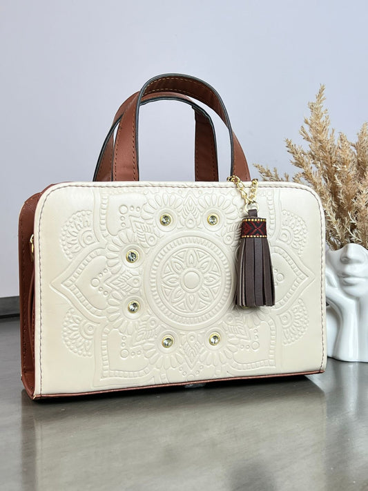 CROSSBODY DOBLE CARA MANDALA CRISTALES HUESO
