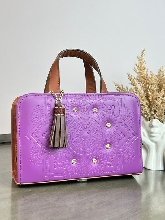 CROSSBODY DOBLE CARA MANDALA CRISTALES VIOLETA
