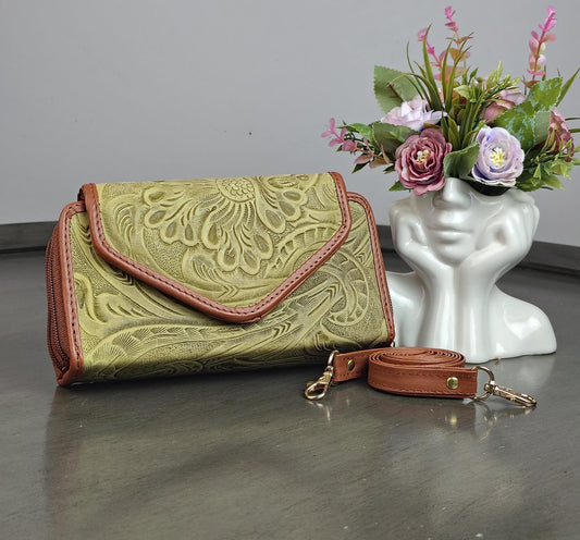 CARTERA PIEL TAPA OLIVO