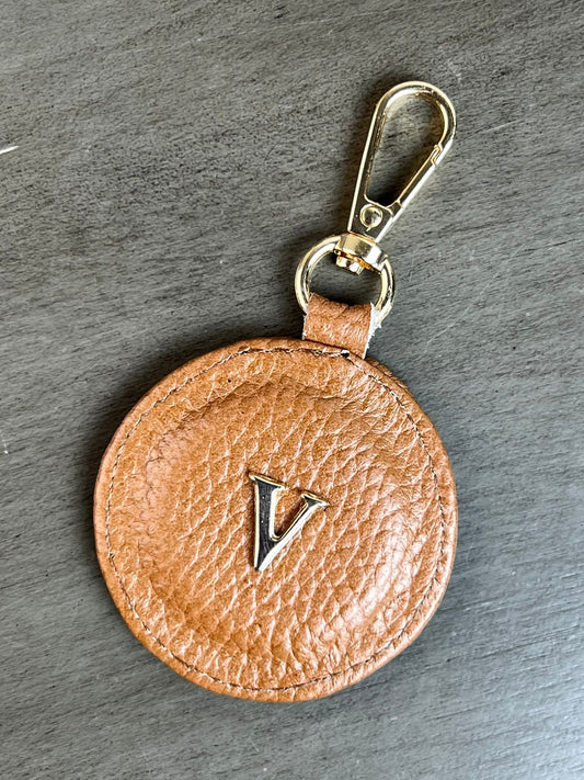 LLAVERO CIRCULAR PIEL CAMEL