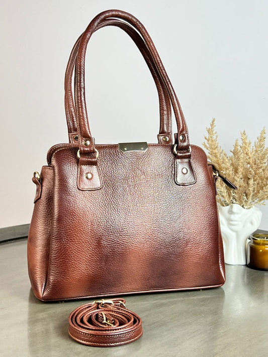 BOLSO PIEL GEMA MARRON