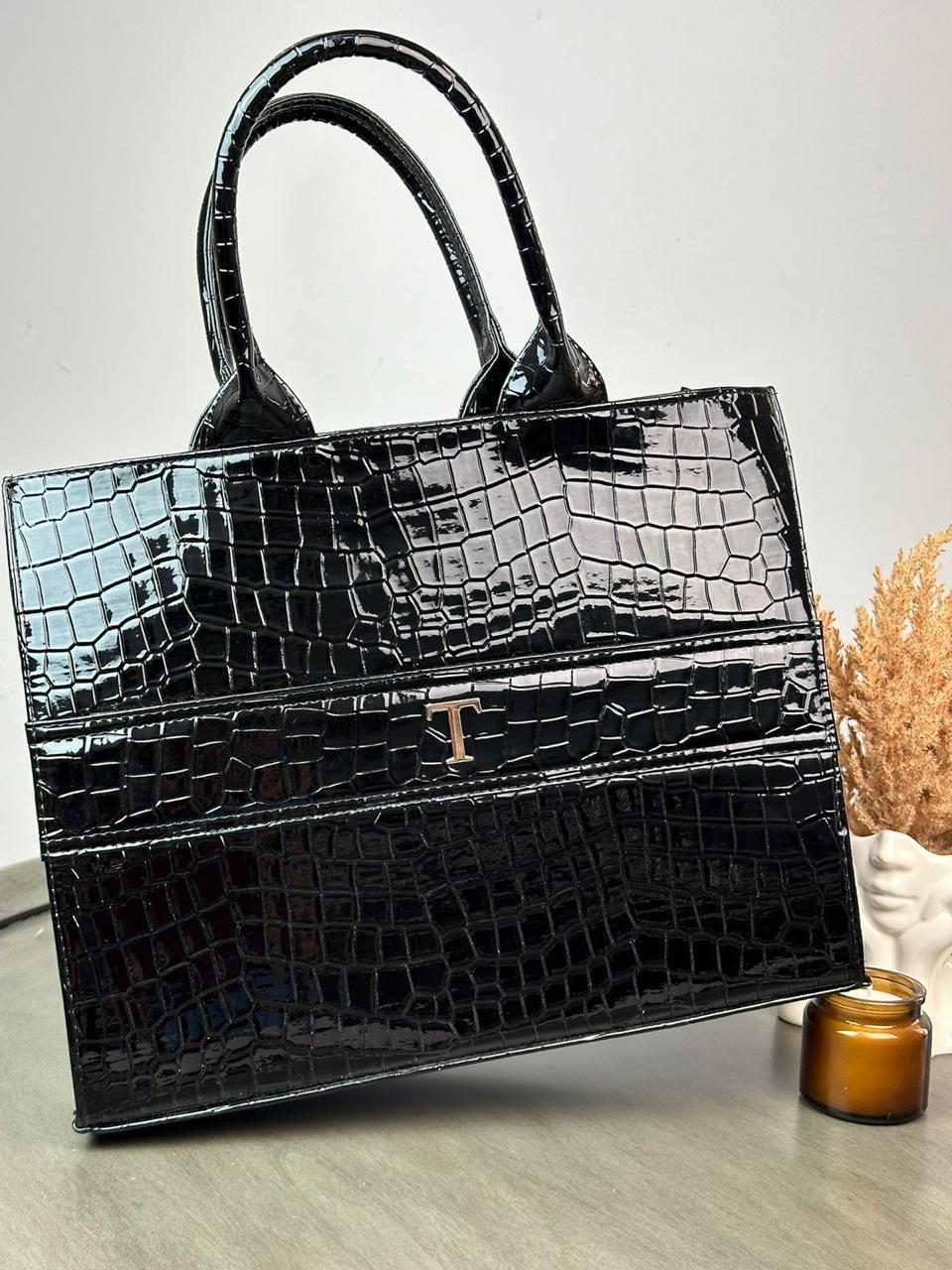 TOTE CLASICA GDE ESPECIAL NEGRO DRILO CHAROL