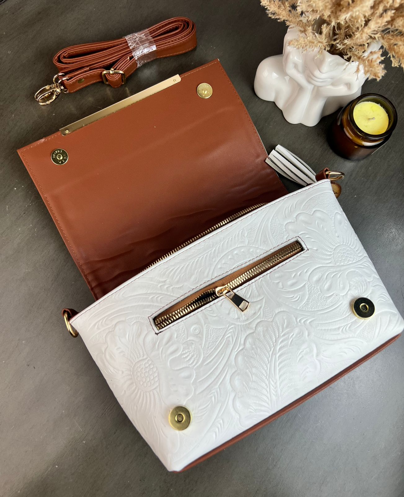 CROSSBODY VIANNEY TAPA PELO MOTEADO/PIEL VINO
