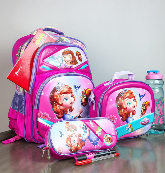 COMBO ESCOLAR PRINCESA SOFIA ROSA/CAMUFLAJE COLORES
