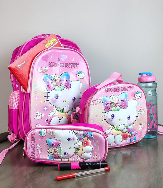 COMBO ESCOLAR 3D HELLO KITTY COLORS