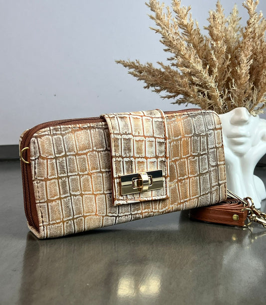 CARTERA PIEL BROCHE DRILO ARENA/HUESO