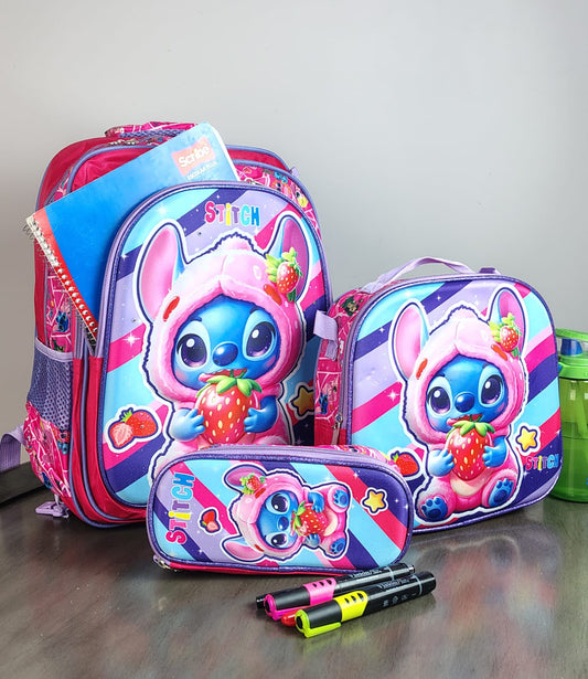 COMBO ESCOLAR PERSONAJES STITCH FRESITA