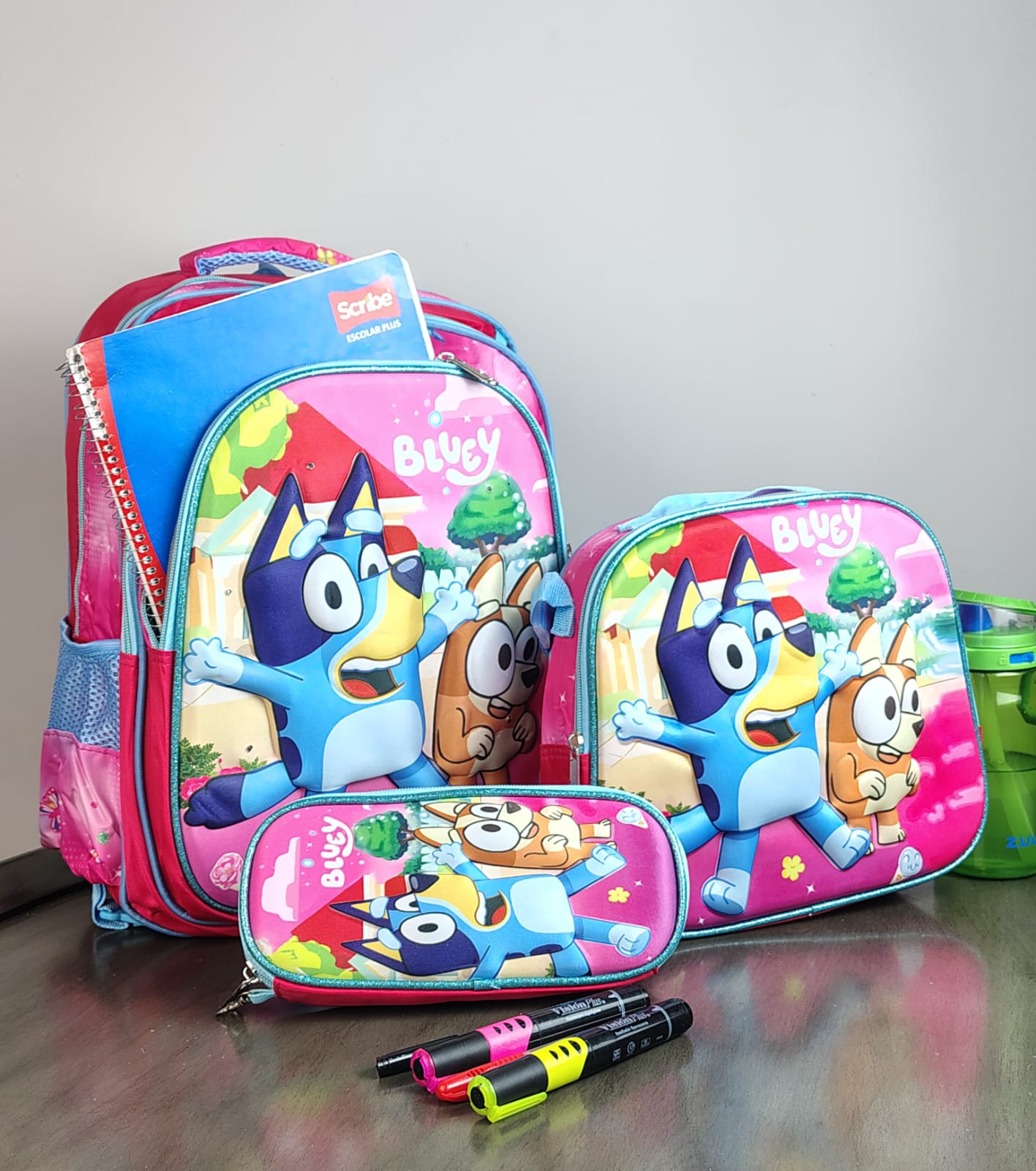 COMBO ESCOLAR PERSONAJES BLUEY ROSA