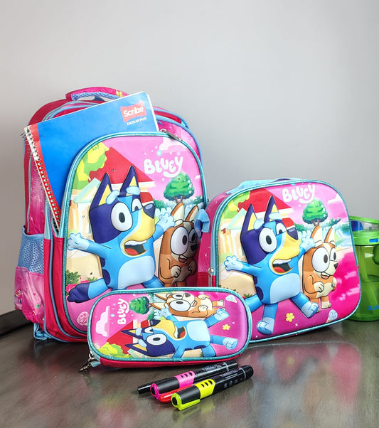 COMBO ESCOLAR PERSONAJES BLUEY ROSA
