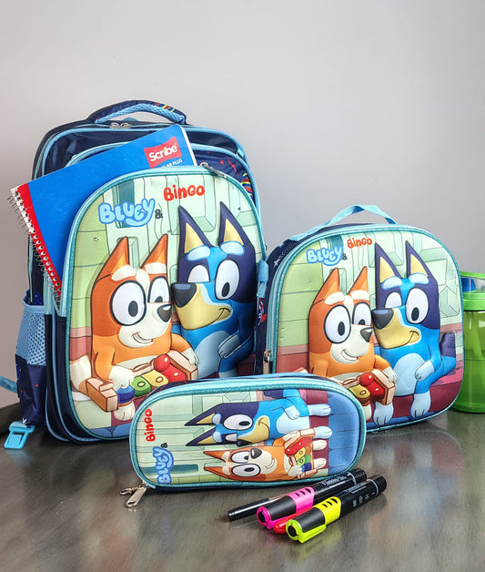COMBO ESCOLAR PERSONAJES BLUEY MARINO