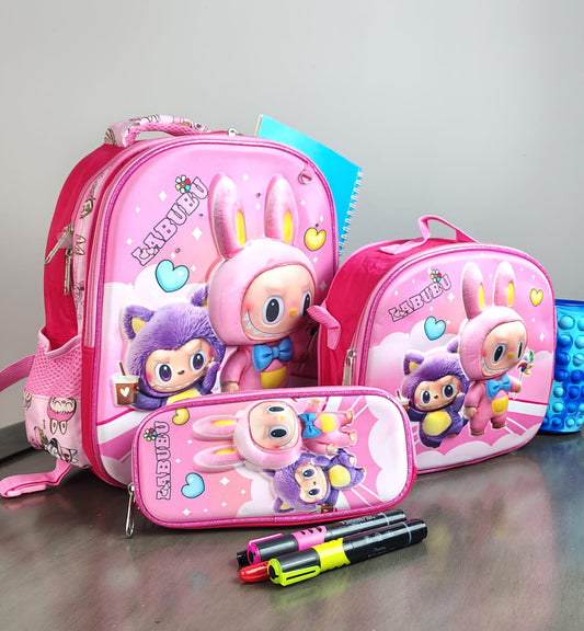 COMBO KINDER LABUBU ROSA Y MORADO