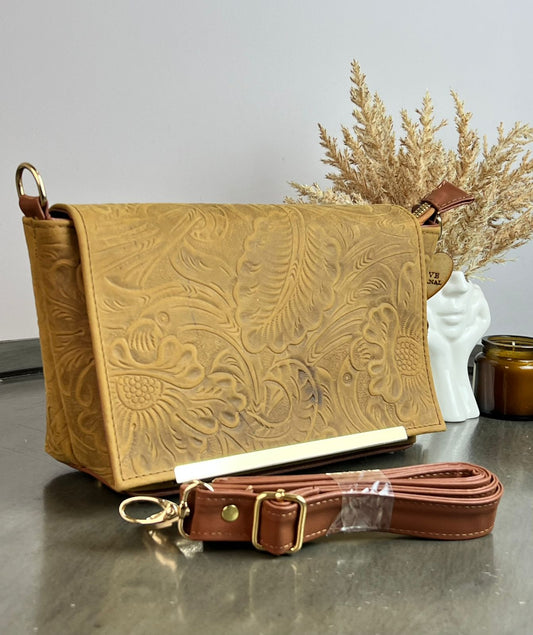 CROSSBODY VIANNEY GRABADO FLORES TAUPE