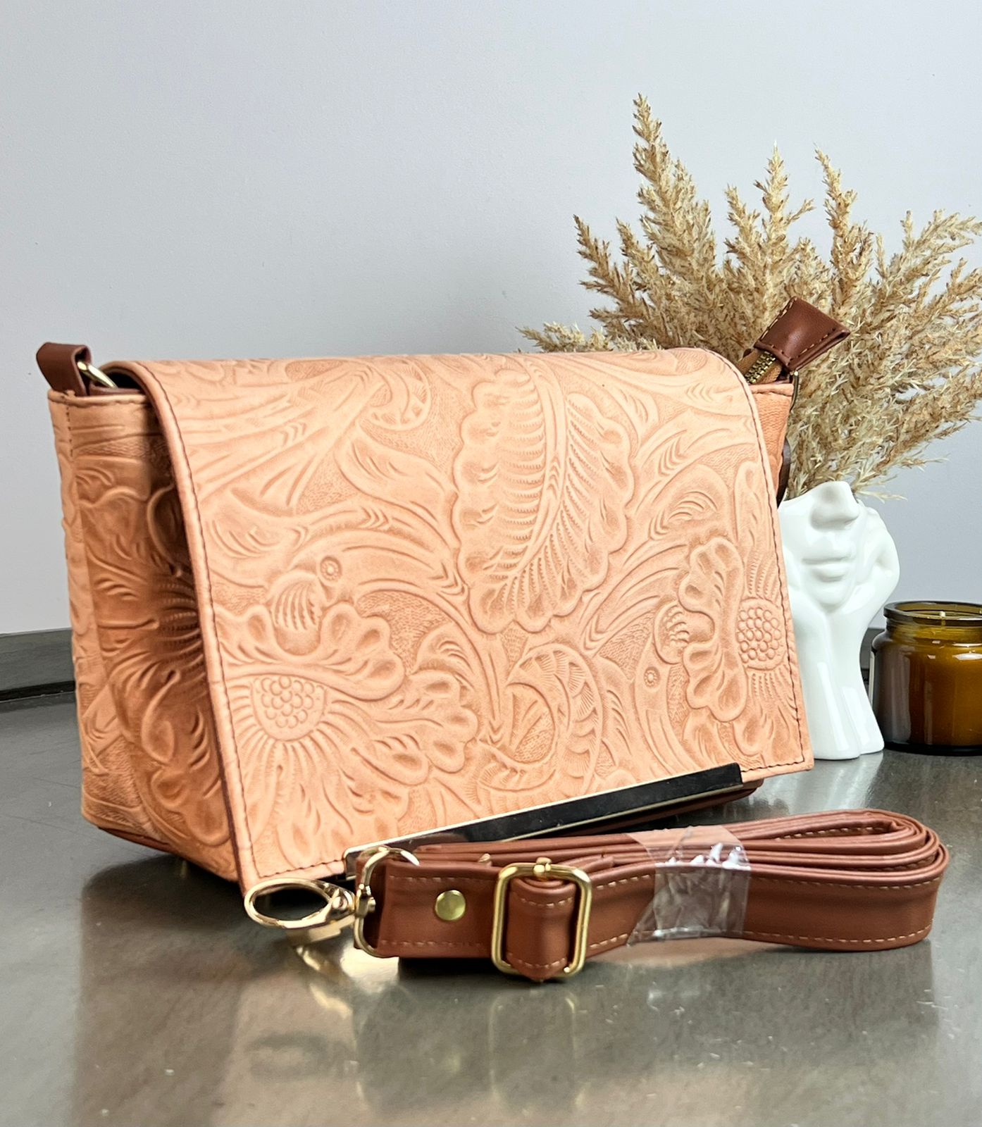CROSSBODY VIANNEY GRABADO FLORES SALMON