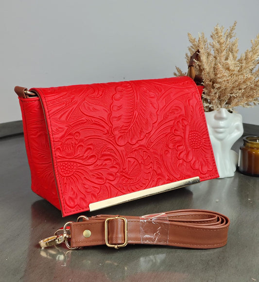 CROSSBODY VIANNEY GRABADO FLORES ROJO