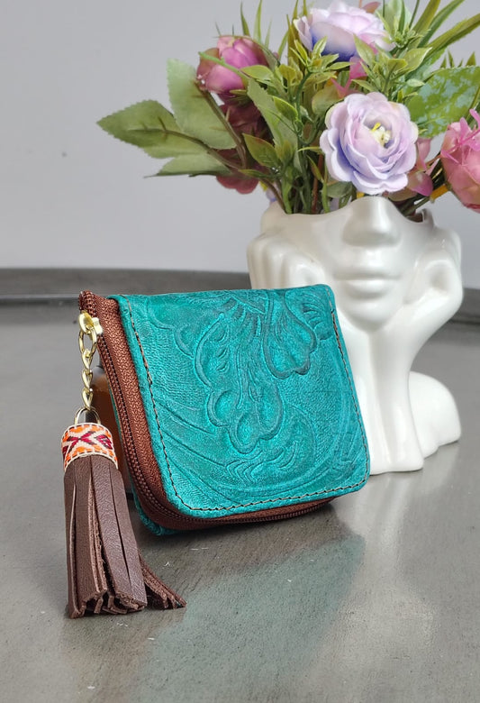 MONEDERO PIEL VERDE BOSQUE