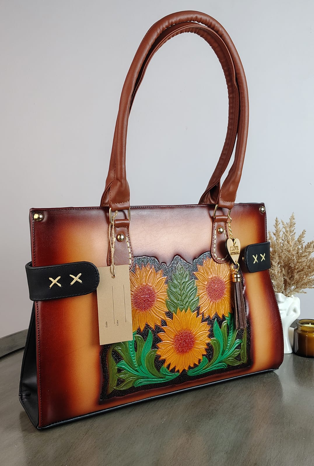 MOD ARTESANAL "137"  AVELLANA/MARRÓN 3 GIRASOLES
