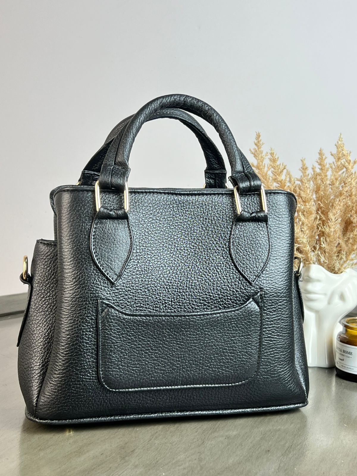 BOLSO 100% PIEL FRANCIA NEGRO