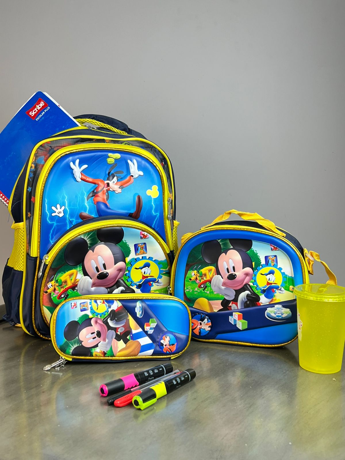 COMBO ESCOLAR MICKEY & GOOFY AZUL MARINO/AMARILLO