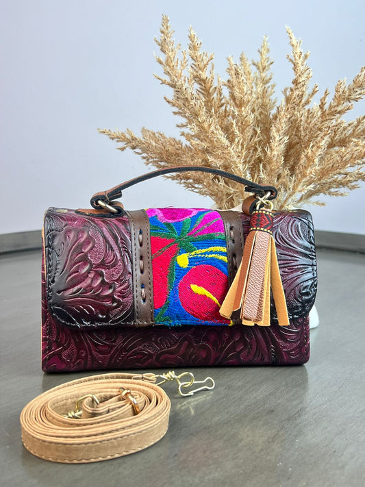 MAOMA DELIA 1.0 FRANJA BORDADO/GRABADO FLORES VINO