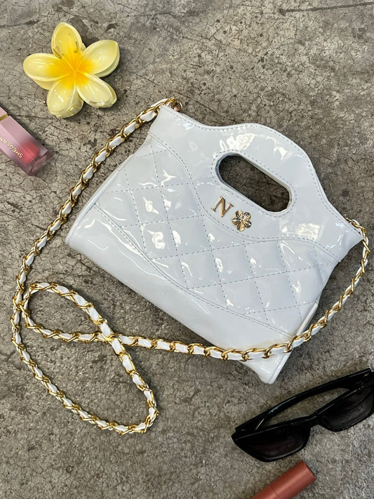 DUPE NANO CHANEL 31 CHAROL BLANCO H/DORADO