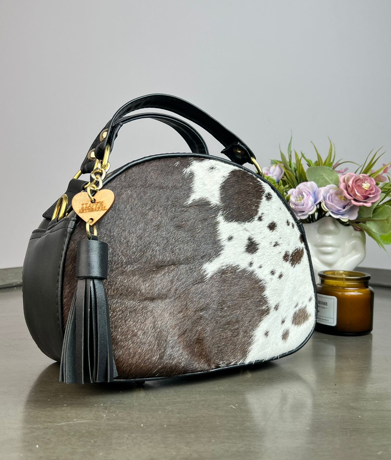 BOLSO MEDIO CIRCULO NEGRO PELO VARIABLE