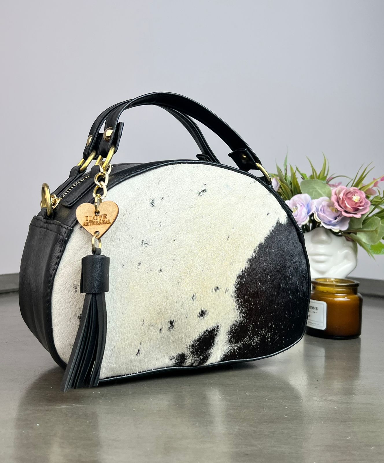 BOLSO MEDIO CIRCULO NEGRO PELO VARIABLE