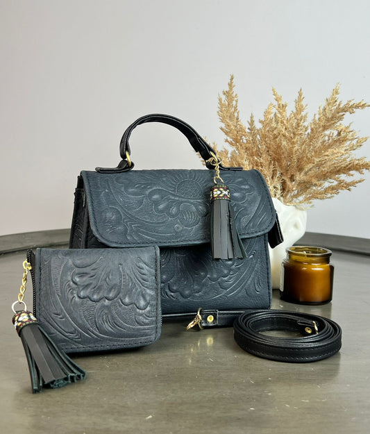DUO DELIA PIEL NEGRO AZULADO