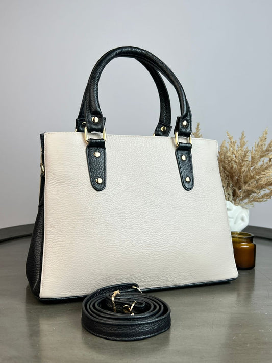 BOLSO PIEL GRACIELA HUESO/NEGRO
