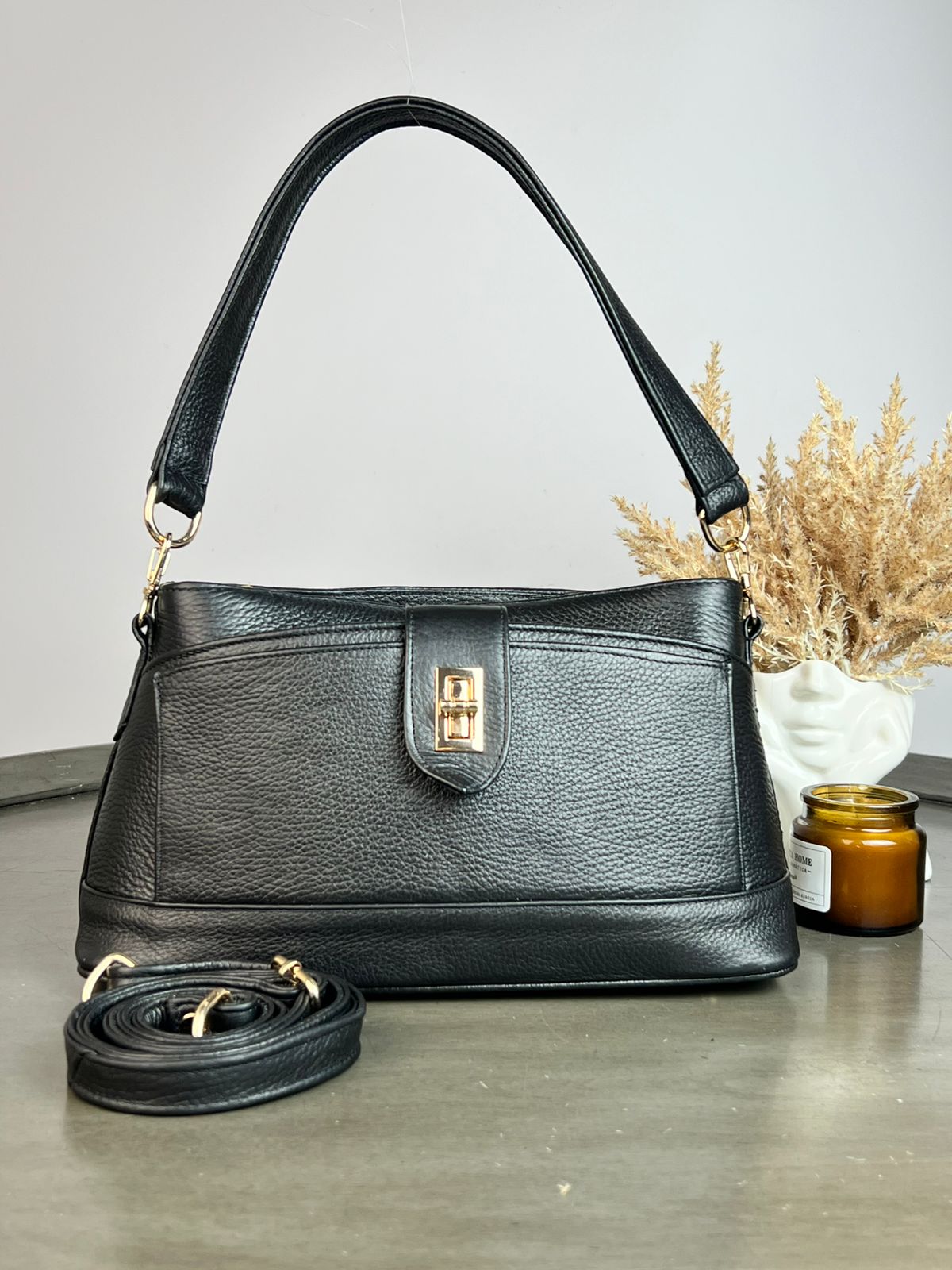 BOLSO PIEL CAROLINA NEGRO
