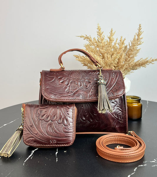 DUO DELIA PIEL VINO/CAMEL