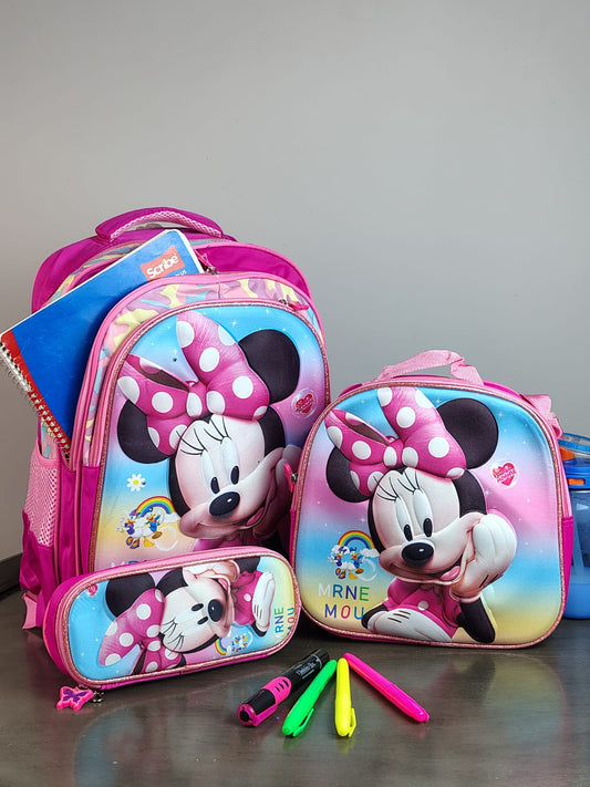 COMBO ESCOLAR MINNIE MOUSE ARCOIRIS FIUSHA/COLORES