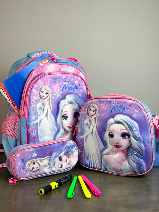 COMBO ESCOLAR FROZEN ELSA LILA/ROSA