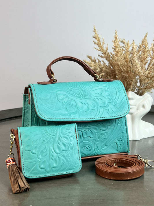 DUO DELIA PIEL TURQUESA