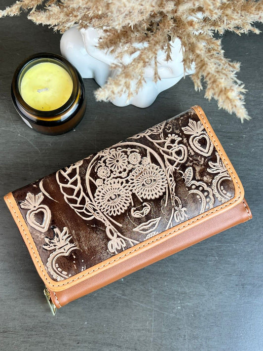 DB CARTERA FRIDA CAFÉ/LINEAS BEIGE