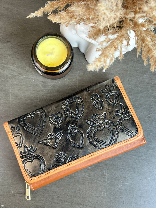 DB CARTERA CORAZONES NEGRO BRONCE