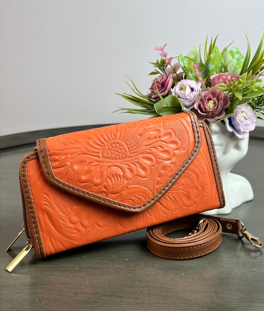 CARTERA PIEL TAPA NARANJA