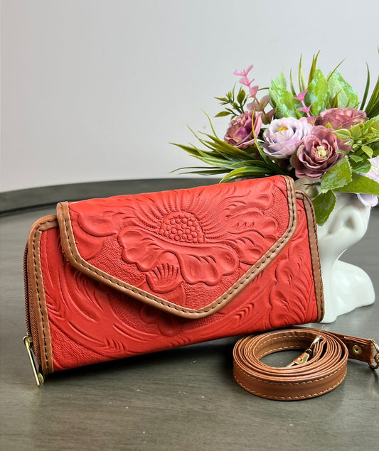 CARTERA PIEL TAPA NARANJA INTENSO