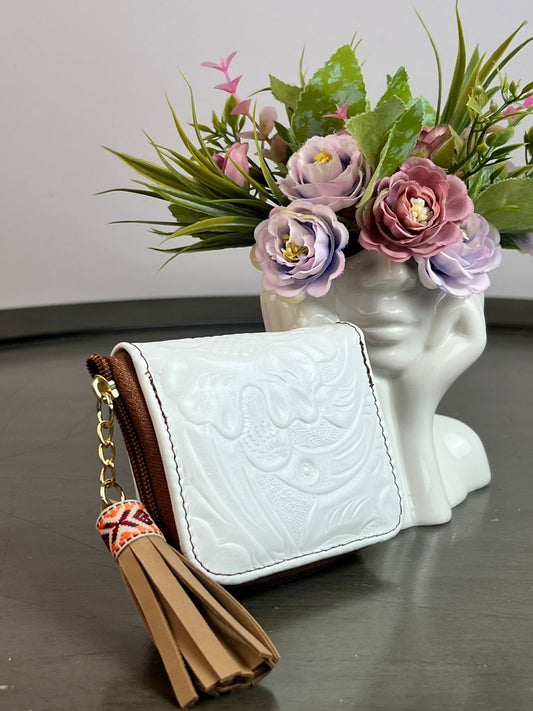 MONEDERO PIEL BLANCO BRILLANTE