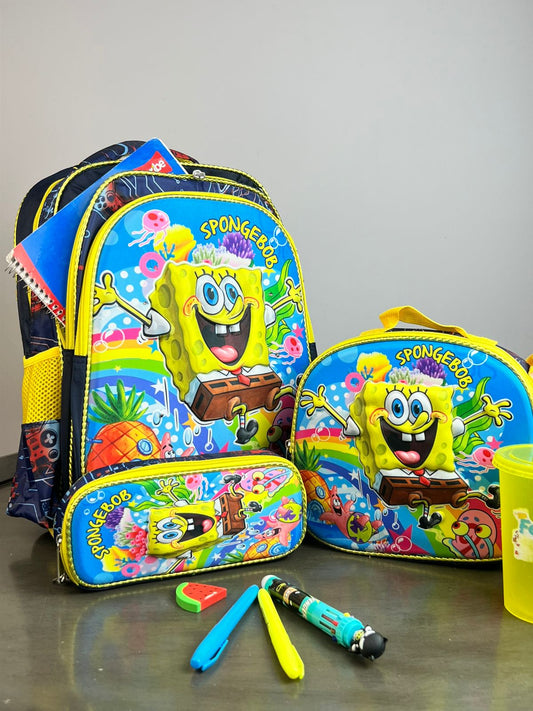 COMBO ESCOLAR PERSONAJES BOB ESPONJA COLORES