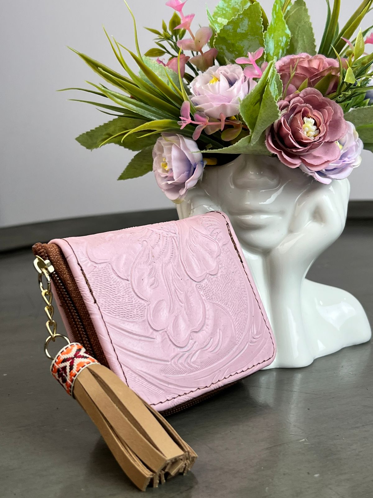 MONEDERO PIEL ROSA SUAVE