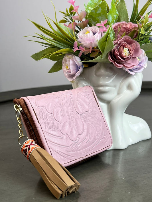 MONEDERO PIEL ROSA SUAVE