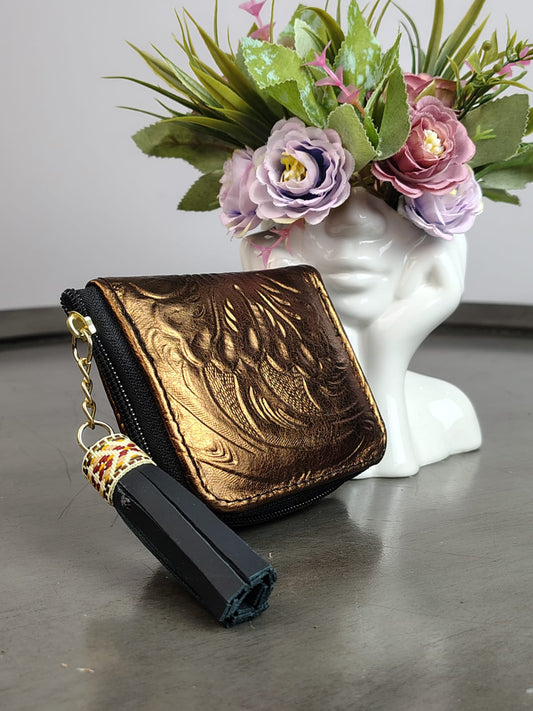 MONEDERO PIEL COBRE BRILLANTE