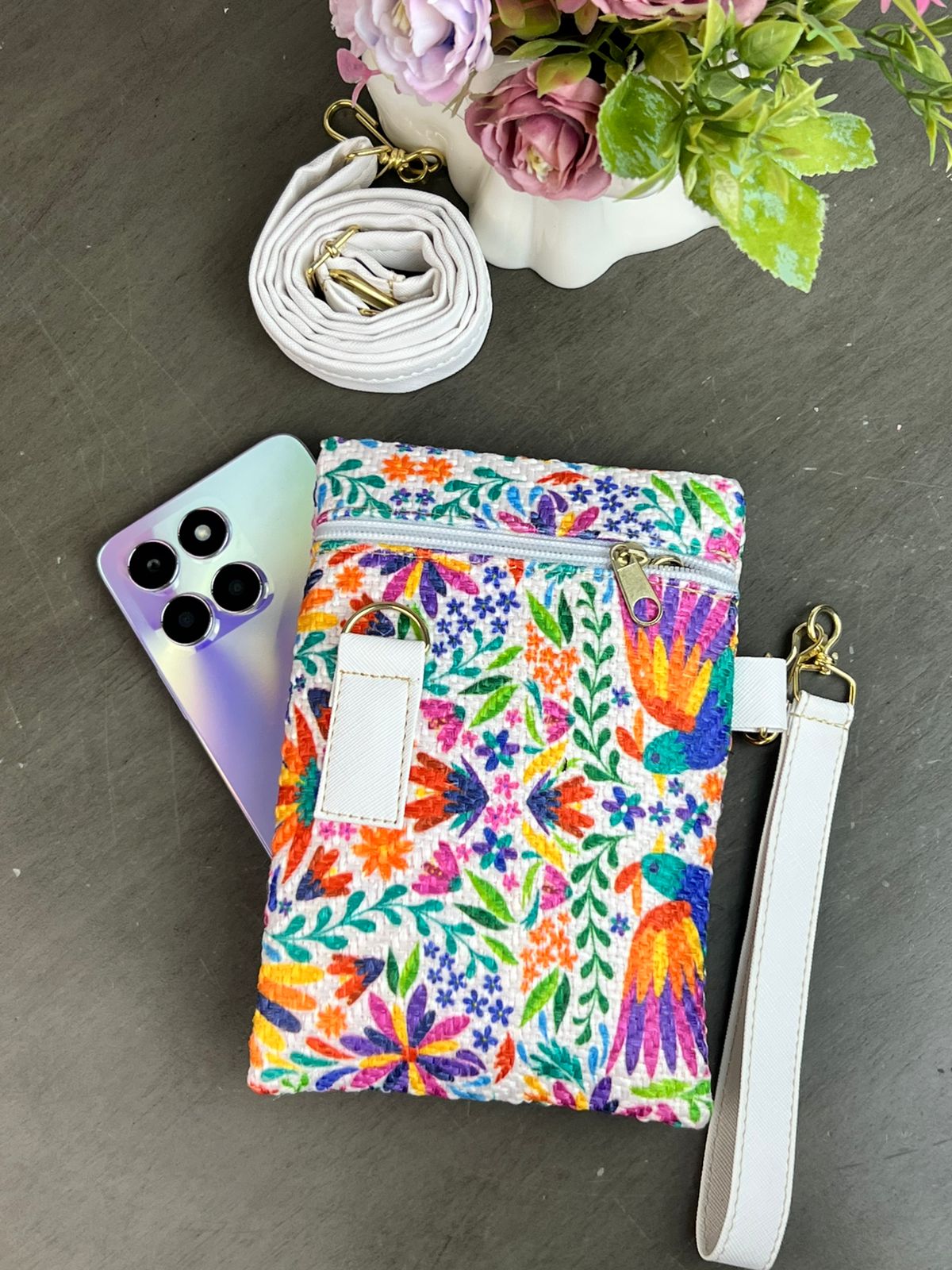 PORTACELULAR YUTE OTOMI COLORES F BLANCO