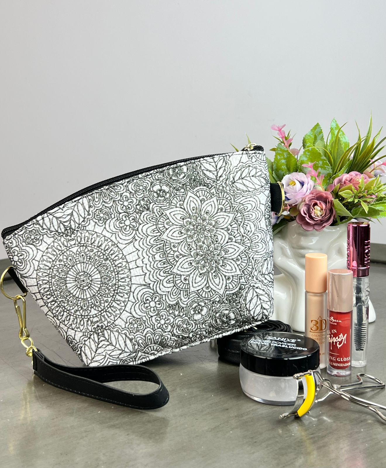 COSMETIQUERA YUTE MANDALAS BLANCO/NEGRO