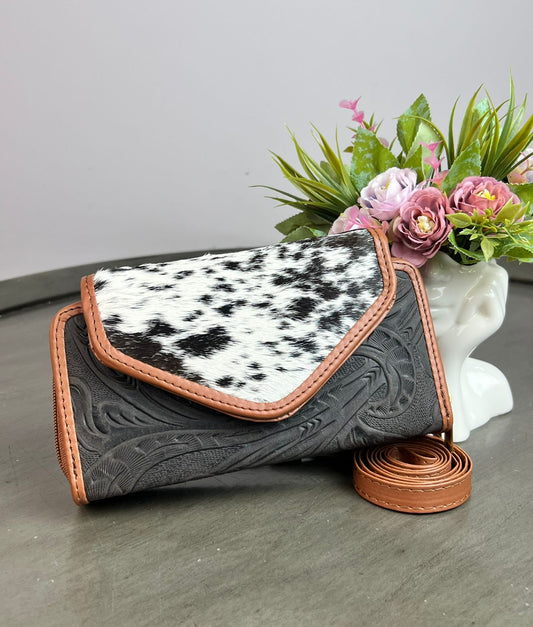CARTERA PIEL TAPA PELO FERRERO/PELO MOTEADO