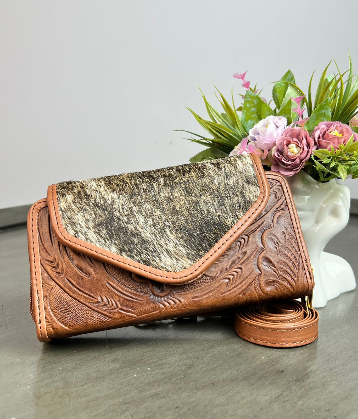 CARTERA PIEL TAPA PELO COMINO/PELO PARDO