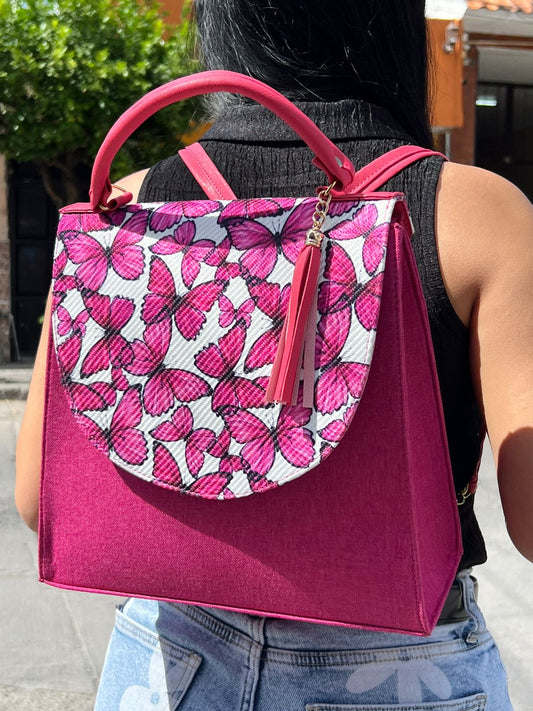 MOCHILA YUTE FIUSHA/MARIPOSAS F BLANCO