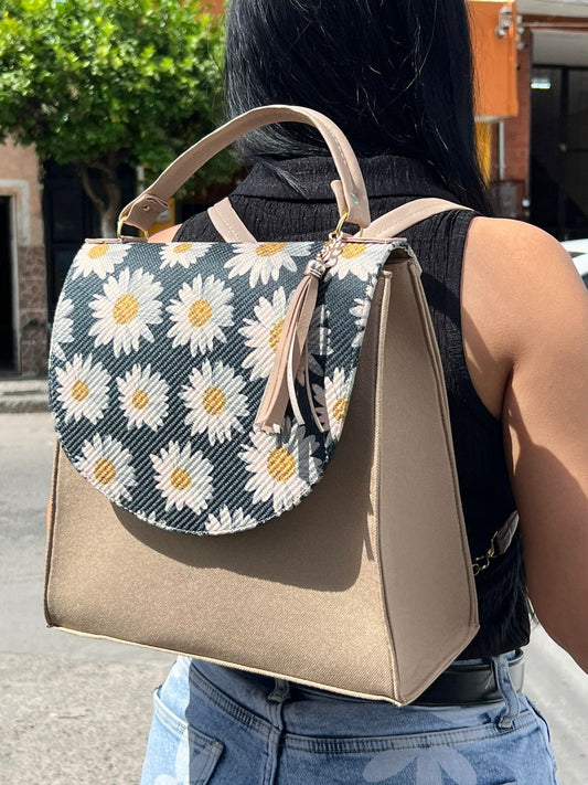 MOCHILA YUTE ARENA/GIRASOLES F VERDE