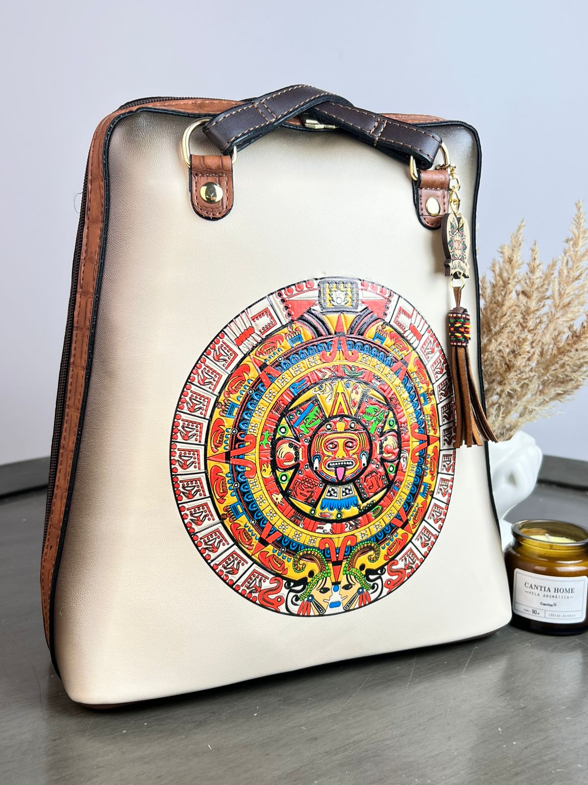 DB MOCHILA CAPRI CALENDARIO AZTECA HUESO