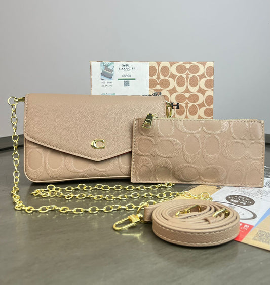 DUO COACH CROSSBODY Y MONEDERO BEIGE